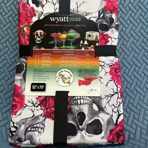 Wyatt Home Skull and Rose Tablecloth